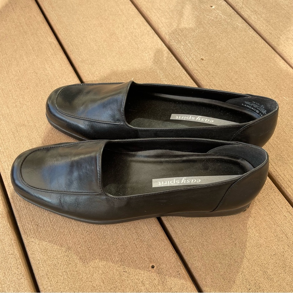 black leather loafers flats